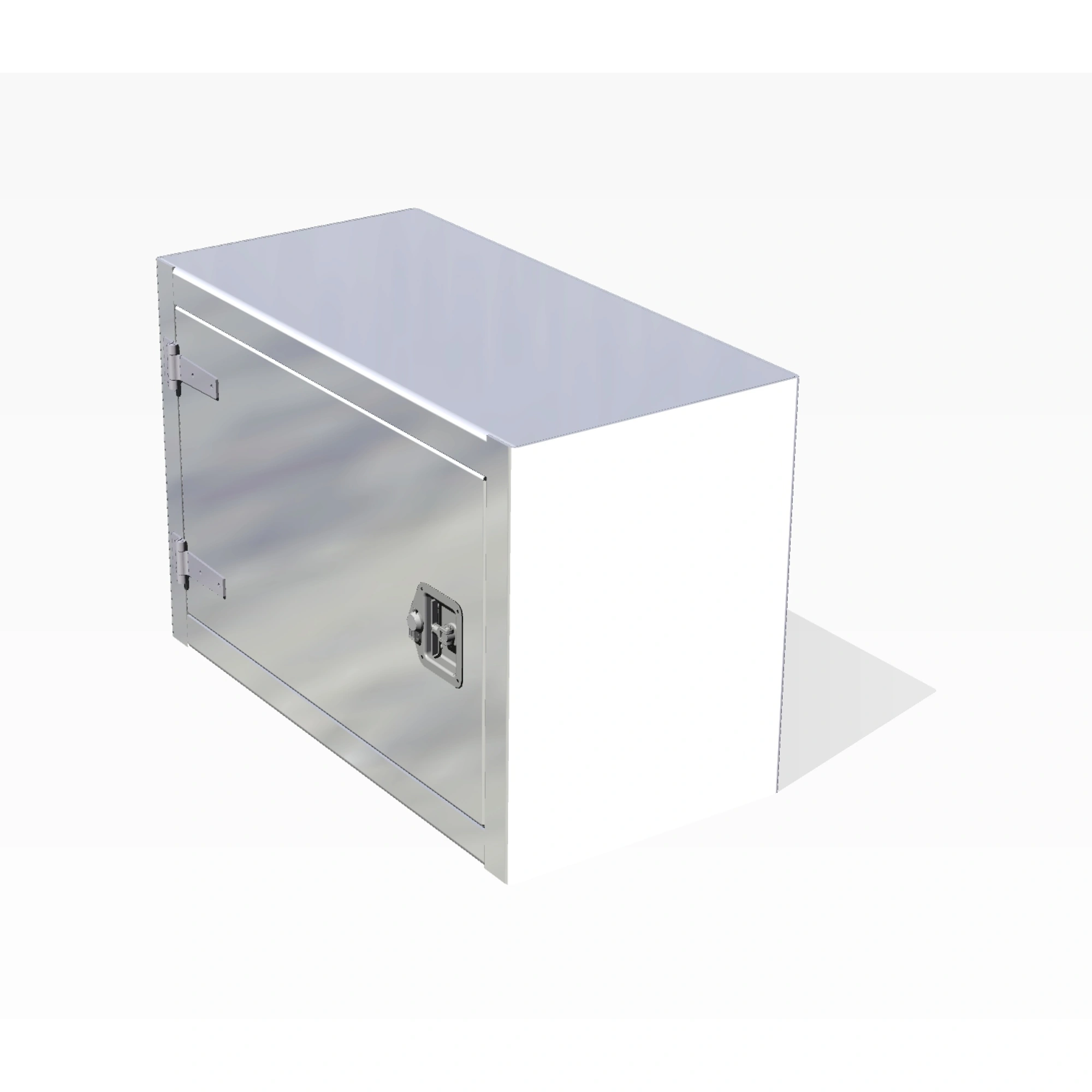 Coffre aluminium checker plate 1 porte 24 po h x 18 po pro x 36 po lar penture gauche poignee en T
