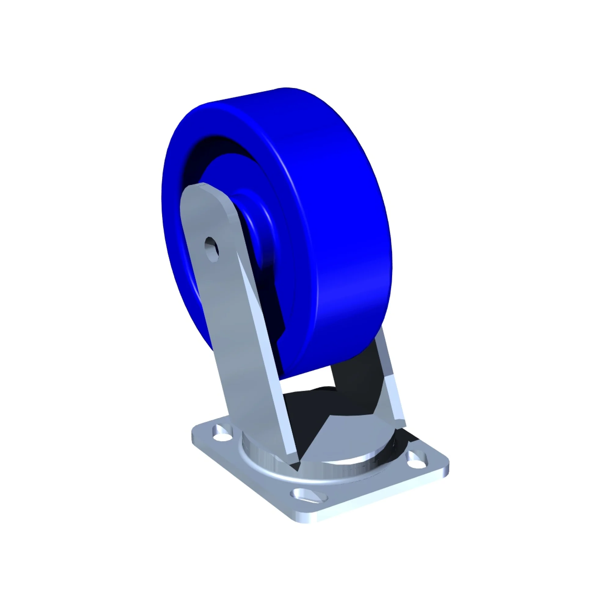 Roue pivotante, 6&Prime; x 2&Prime;, sans frein, résilex, bleu, cap. 880 lb