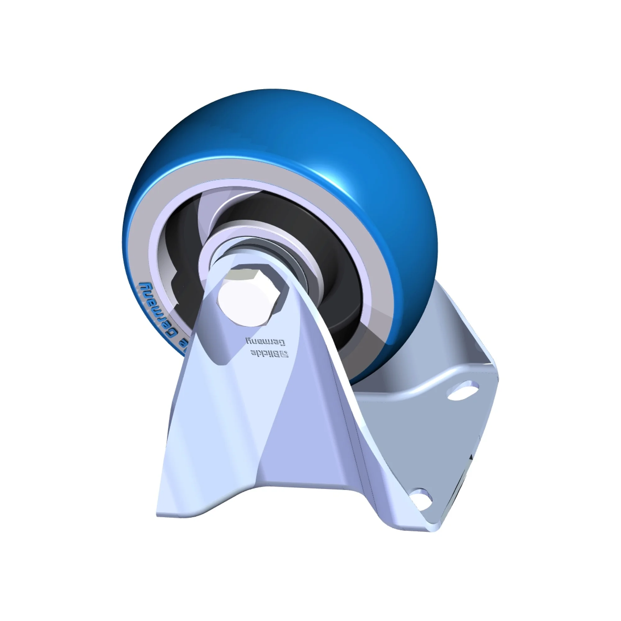 Roue fixe, 4&Prime; x 1 1/2&Prime;, sans frein, (résilex), bleu, cap. 440 lb