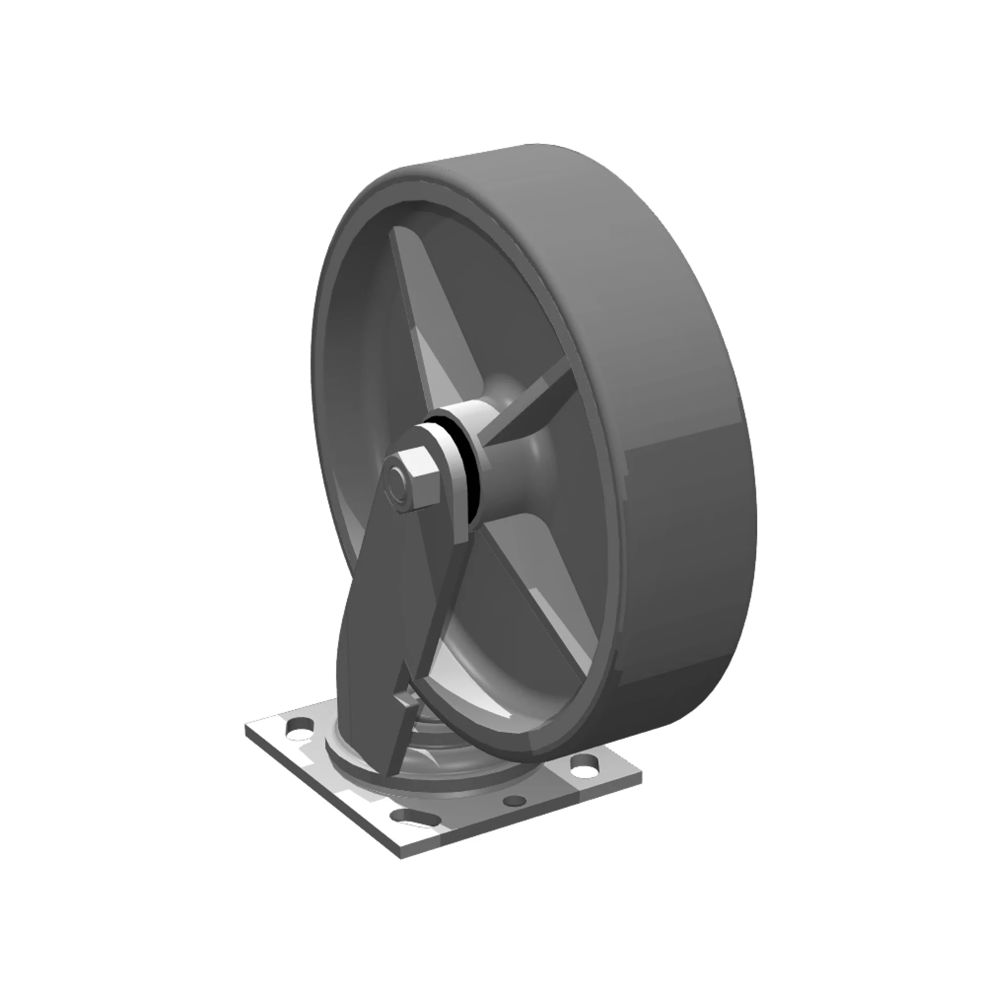 Roue hd pivotante, 8&Prime; x 2&Prime;, sans frein, caoutchouc super élastique/centre fonte, noir, cap. 1100 lb