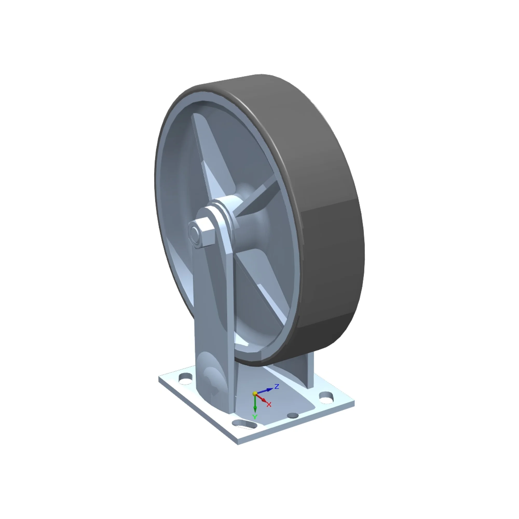 Roue fixe hd 8&Prime;x2&Prime;, sans frein caout. super élast. noir, cap fourche 1500 lb / roue 1200 lb, 10 km/h
