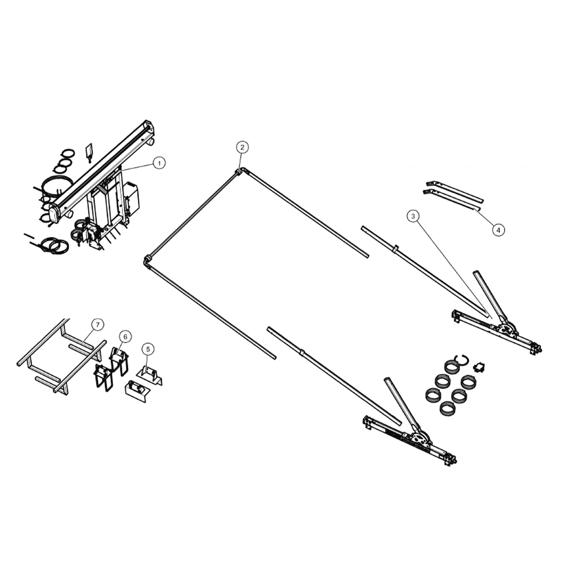 Rack a toile roll-rite modèle DC350 avec tour telescopique, installation non incluse