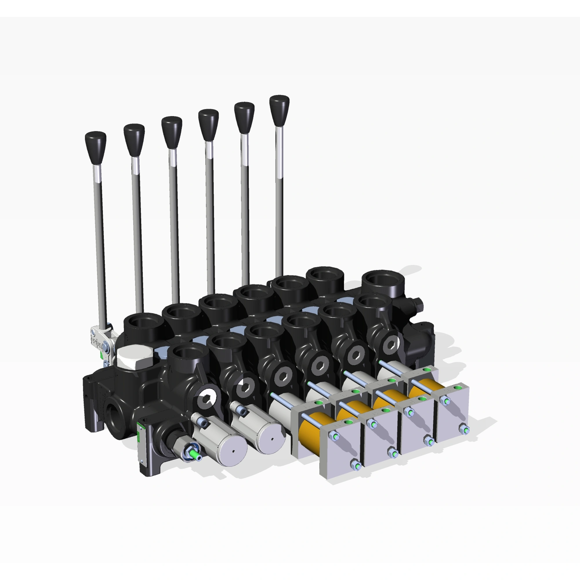 Valve hydraulique 6 sections (4 sections pneumatique, 2 sections manuel)